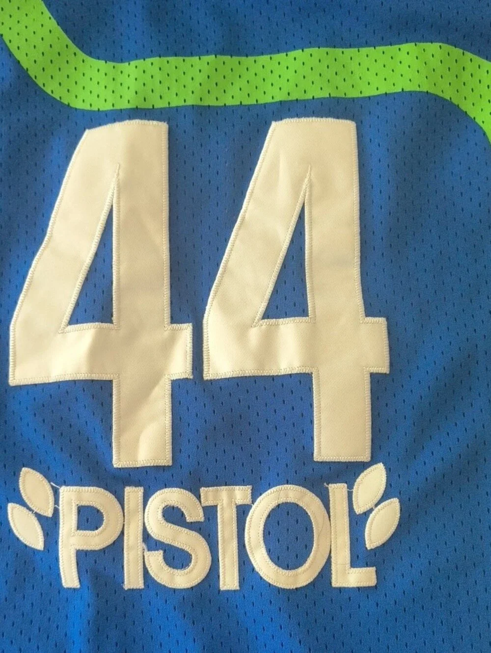 adidas Blue and Green Atlanta Hawks Pistol Pete #44 Hardwood Classics Jersey